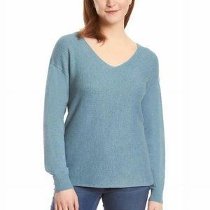 NWoT Ella Moss Women's Ribbed Knit Cozy V-Neck Sweater Blue Size 2XL $65 Z918